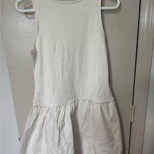 Ivory Sleeveless Ruffle-Hem Dress